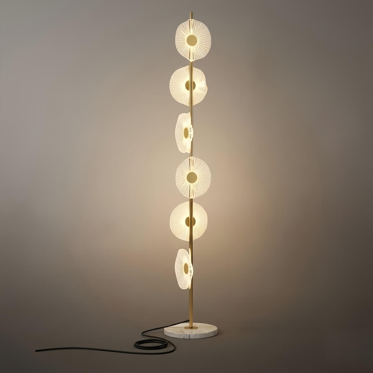 Art Deco Floor Lamp – Modern Circular Acrylic Design for Living Room - Flindria