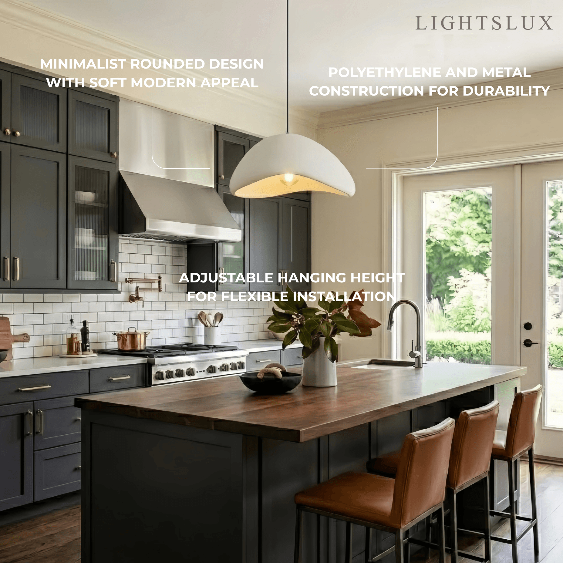 Moderne Polyethyleen Hanglamp - Witte/Grijze Koepel voor Woonkamer - Flindria