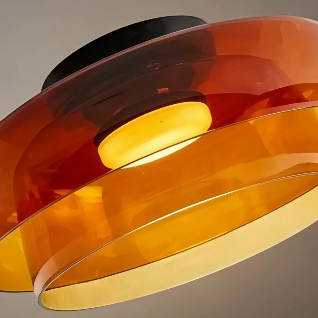 Modern Glass Ceiling Light - Green/Orange Bowl Design for Hallway - Flindria