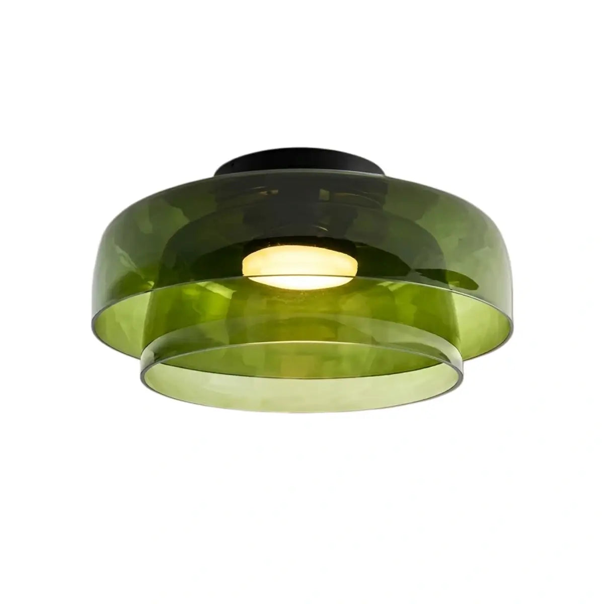 Modern Glass Ceiling Light - Green/Orange Bowl Design for Hallway - Flindria