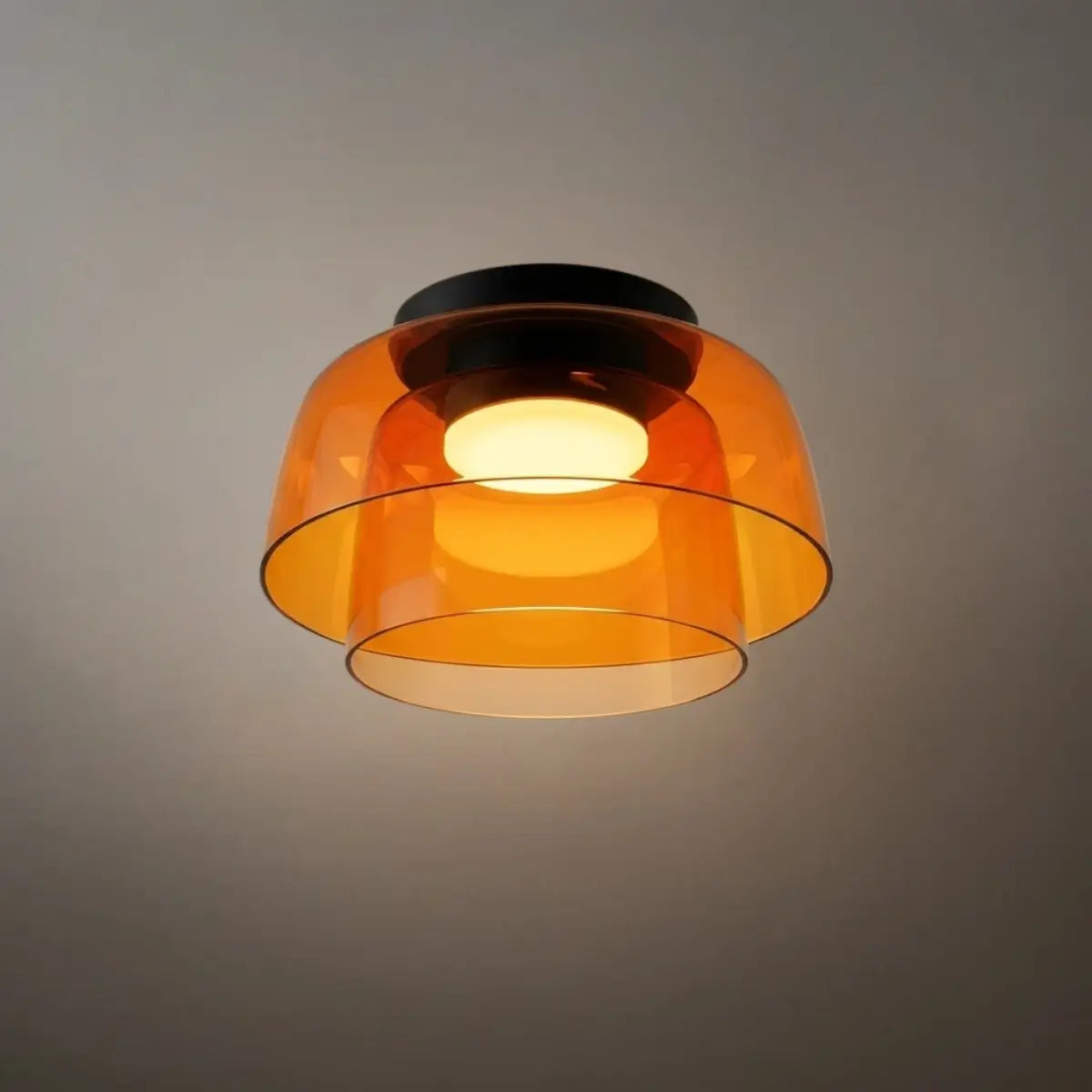 Modern Glass Ceiling Light - Green/Orange Bowl Design for Hallway - Flindria