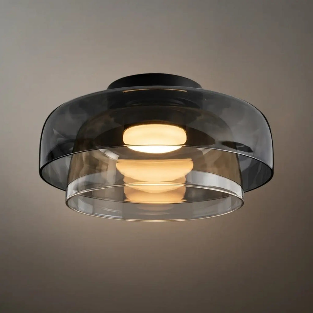 Modern Glass Ceiling Light - Green/Orange Bowl Design for Hallway - Flindria