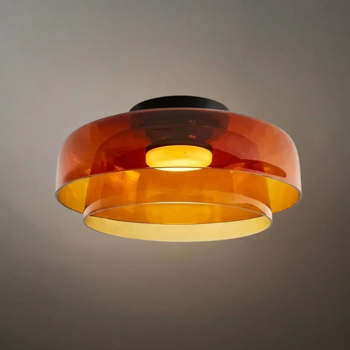 Modern Glass Ceiling Light - Green/Orange Bowl Design for Hallway - Flindria