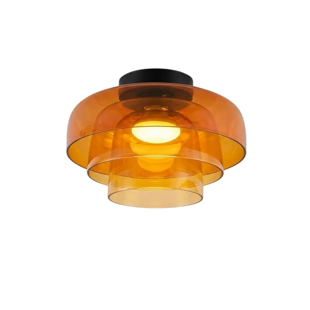 Modern Glass Ceiling Light - Green/Orange Bowl Design for Hallway - Flindria