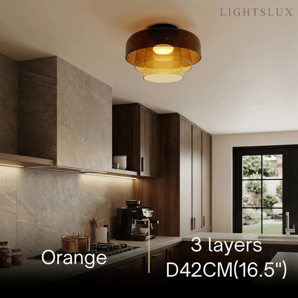 Modern Glass Ceiling Light - Green/Orange Bowl Design for Hallway - Flindria