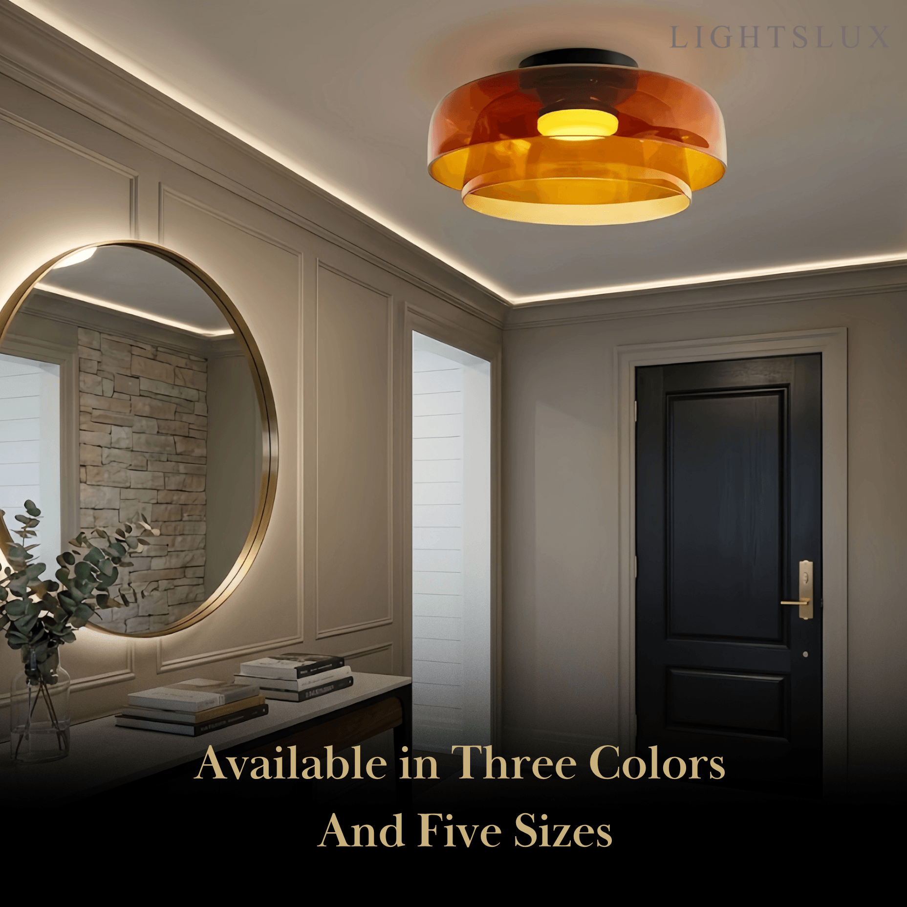 Modern Glass Ceiling Light - Green/Orange Bowl Design for Hallway - Flindria