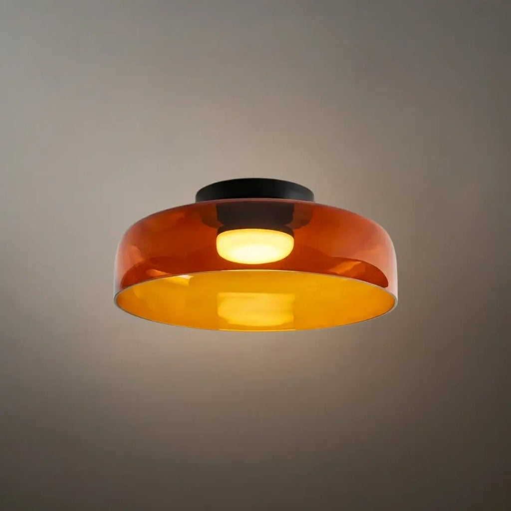 Modern Glass Ceiling Light - Green/Orange Bowl Design for Hallway - Flindria
