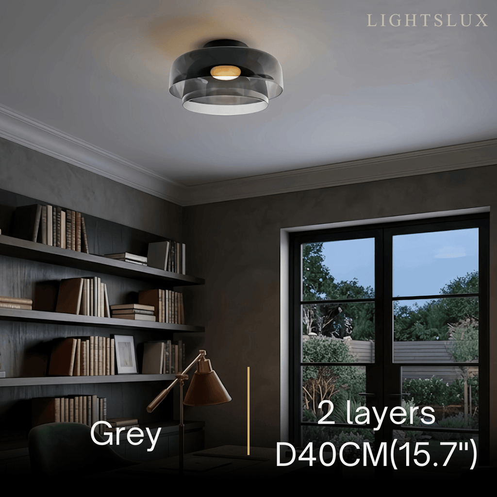 Modern Glass Ceiling Light - Green/Orange Bowl Design for Hallway - Flindria