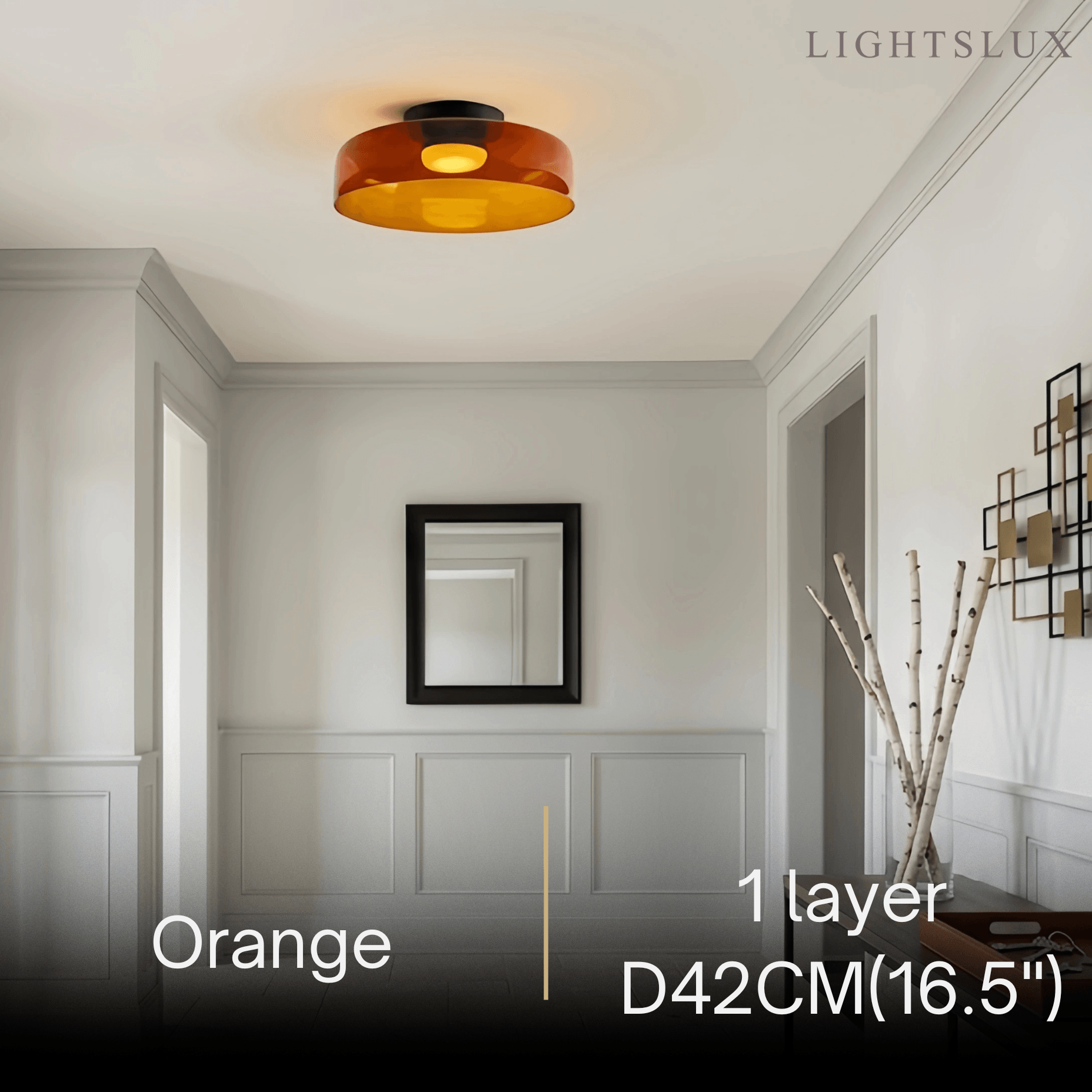 Modern Glass Ceiling Light - Green/Orange Bowl Design for Hallway - Flindria