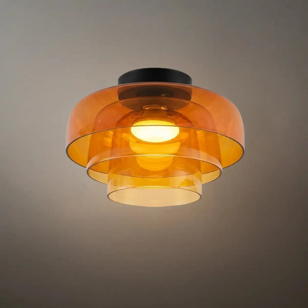 Modern Glass Ceiling Light - Green/Orange Bowl Design for Hallway - Flindria