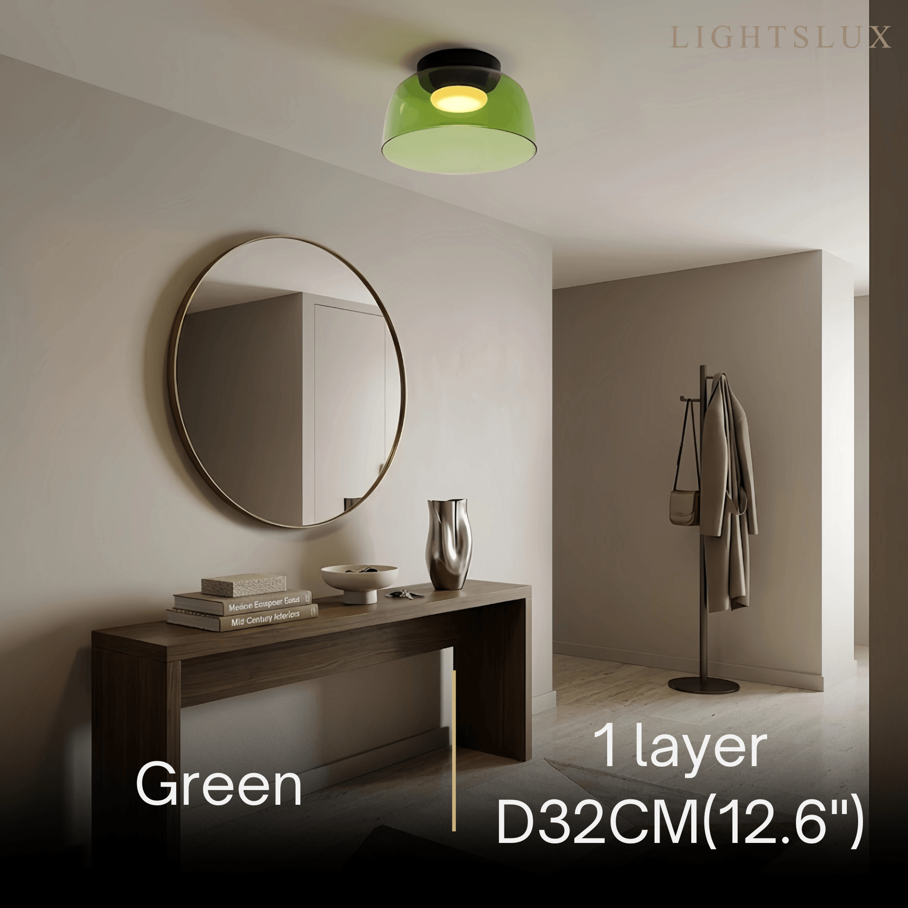 Modern Glass Ceiling Light - Green/Orange Bowl Design for Hallway - Flindria
