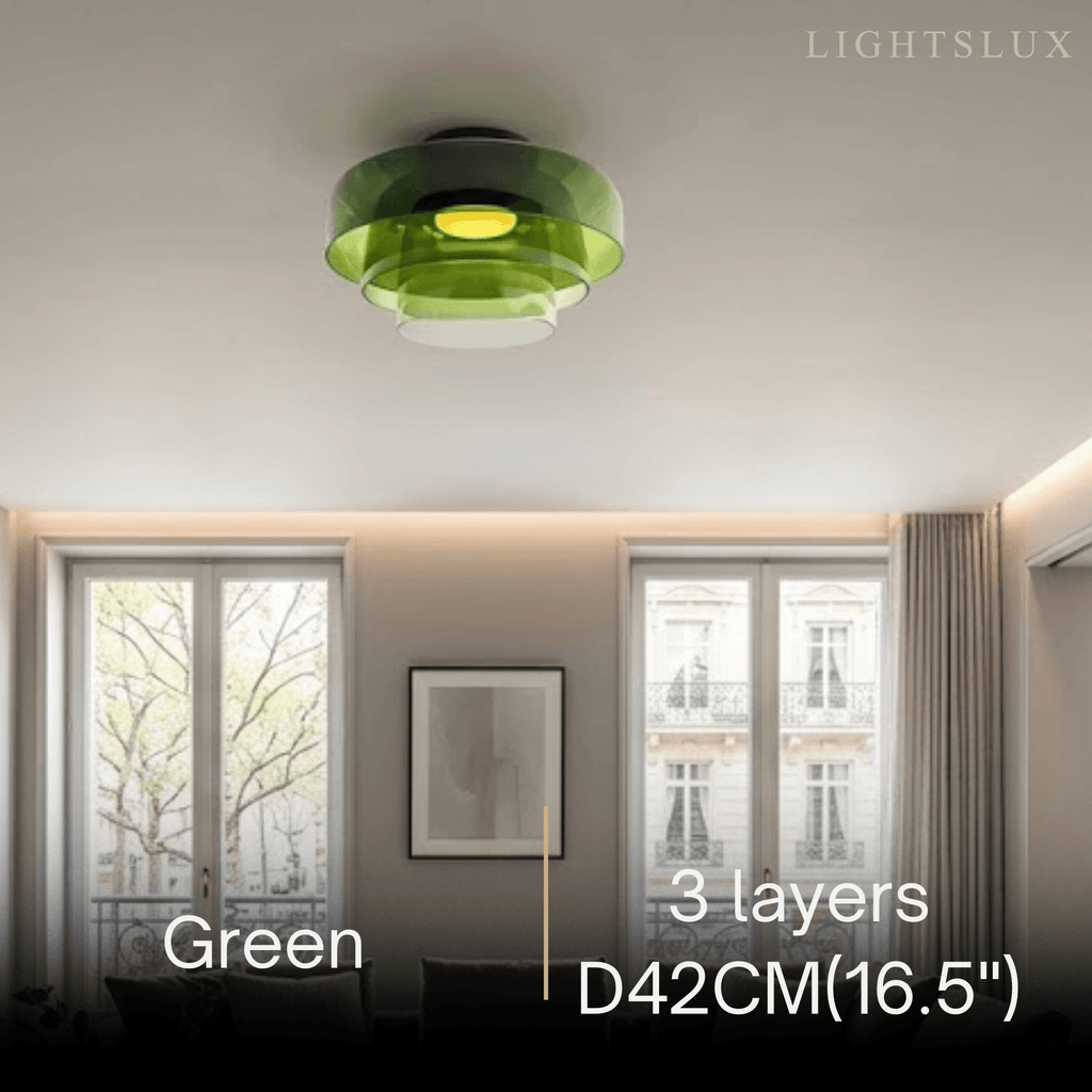 Modern Glass Ceiling Light - Green/Orange Bowl Design for Hallway - Flindria