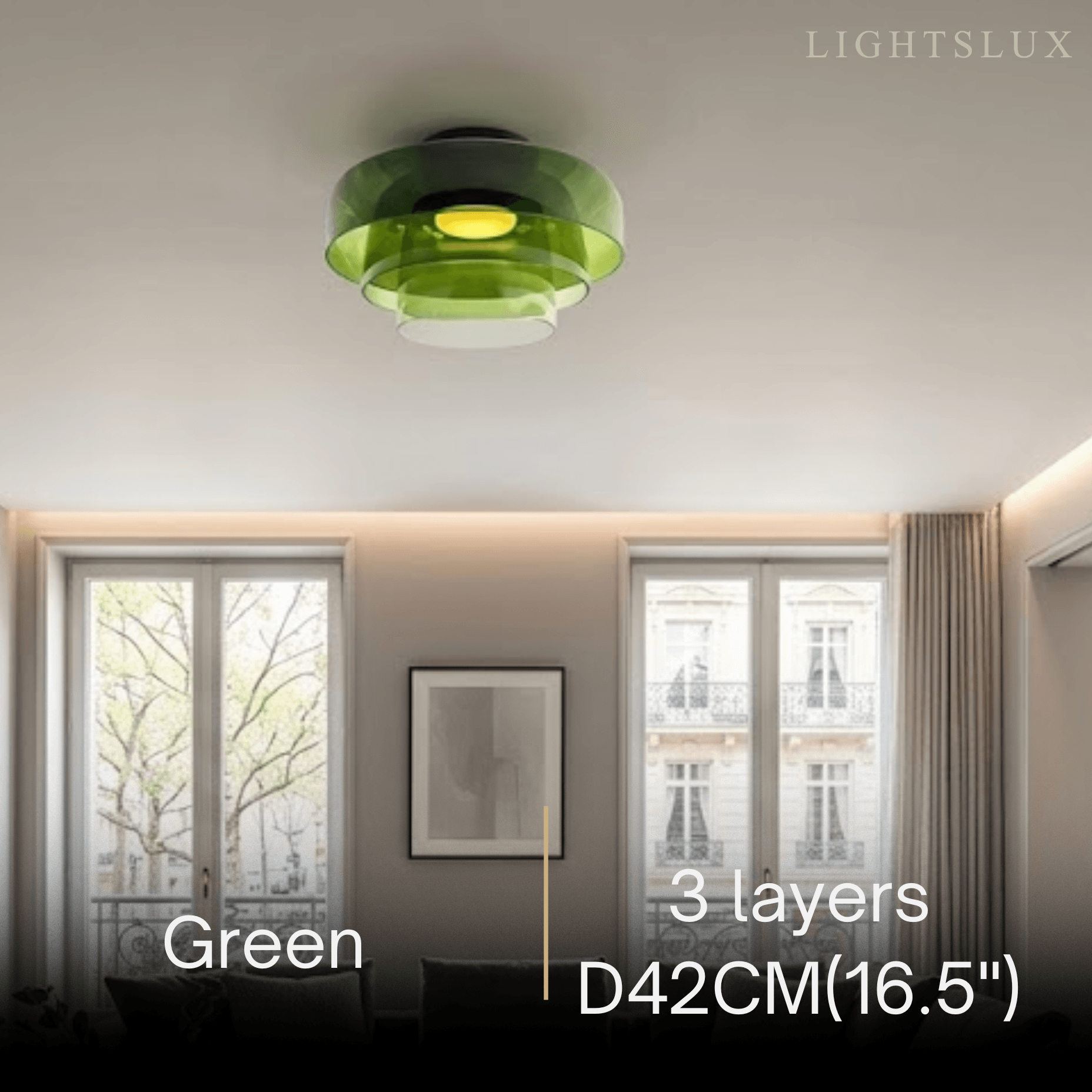 Modern Glass Ceiling Light - Green/Orange Bowl Design for Hallway - Flindria