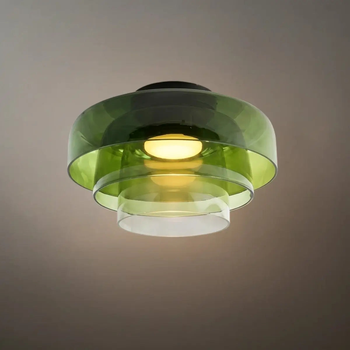 Modern Glass Ceiling Light - Green/Orange Bowl Design for Hallway - Flindria