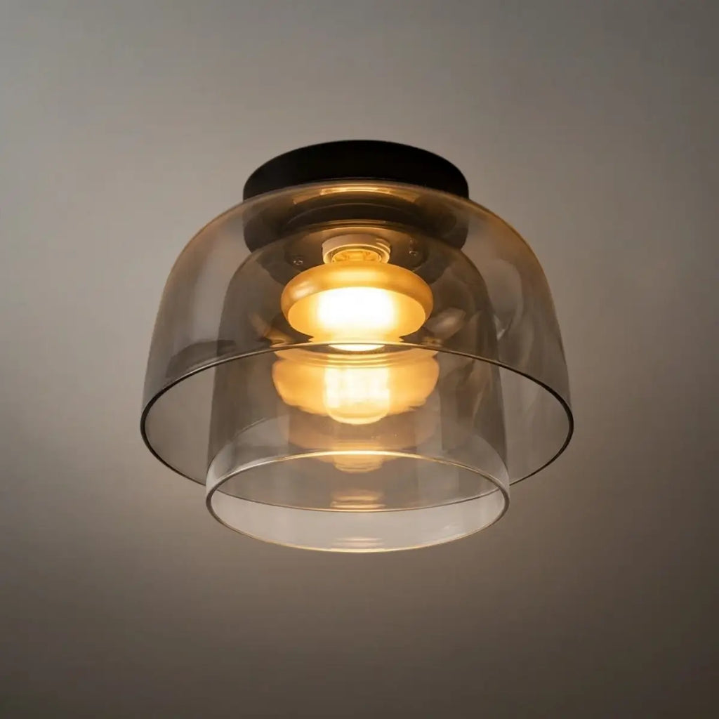 Modern Glass Ceiling Light - Green/Orange Bowl Design for Hallway - Flindria