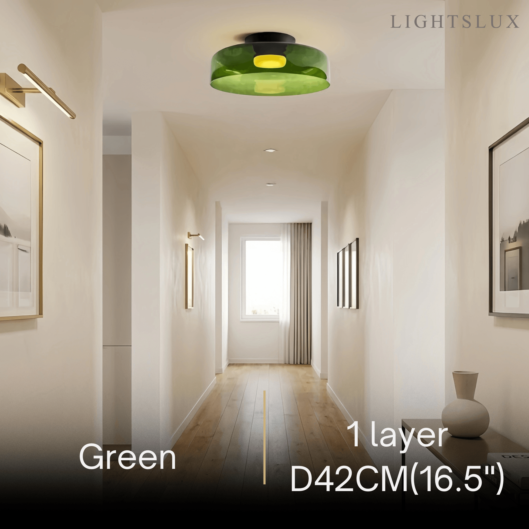 Modern Glass Ceiling Light - Green/Orange Bowl Design for Hallway - Flindria