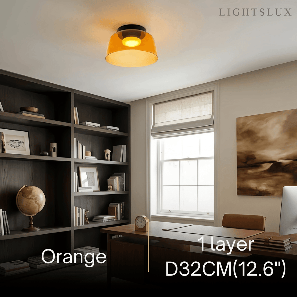 Modern Glass Ceiling Light - Green/Orange Bowl Design for Hallway - Flindria