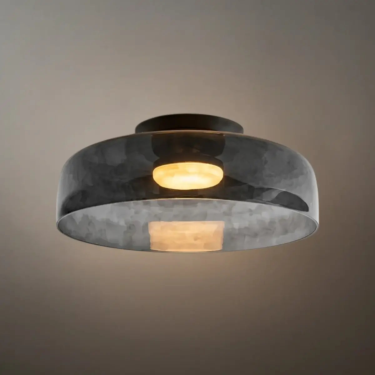 Modern Glass Ceiling Light - Green/Orange Bowl Design for Hallway - Flindria