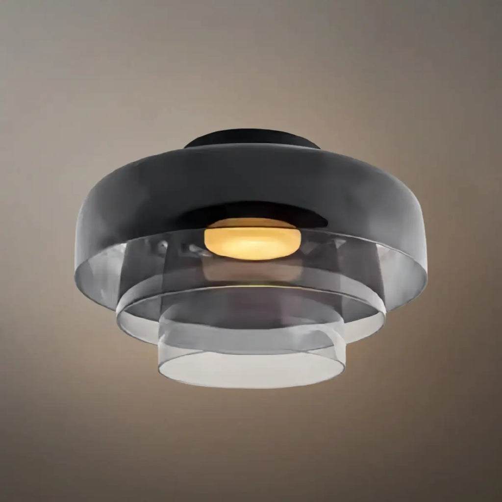 Modern Glass Ceiling Light - Green/Orange Bowl Design for Hallway - Flindria