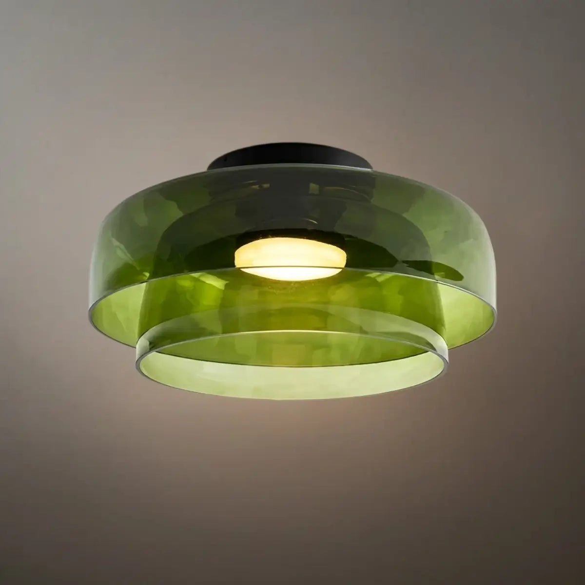 Modern Glass Ceiling Light - Green/Orange Bowl Design for Hallway - Flindria