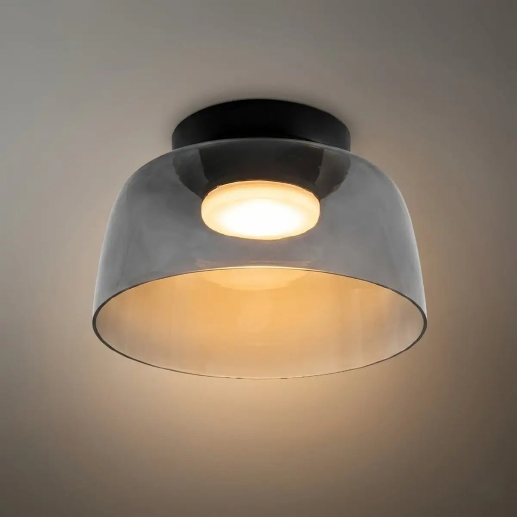 Modern Glass Ceiling Light - Green/Orange Bowl Design for Hallway - Flindria