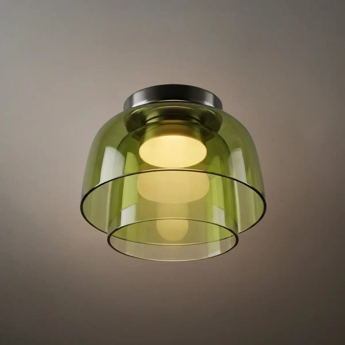 Modern Glass Ceiling Light - Green/Orange Bowl Design for Hallway - Flindria