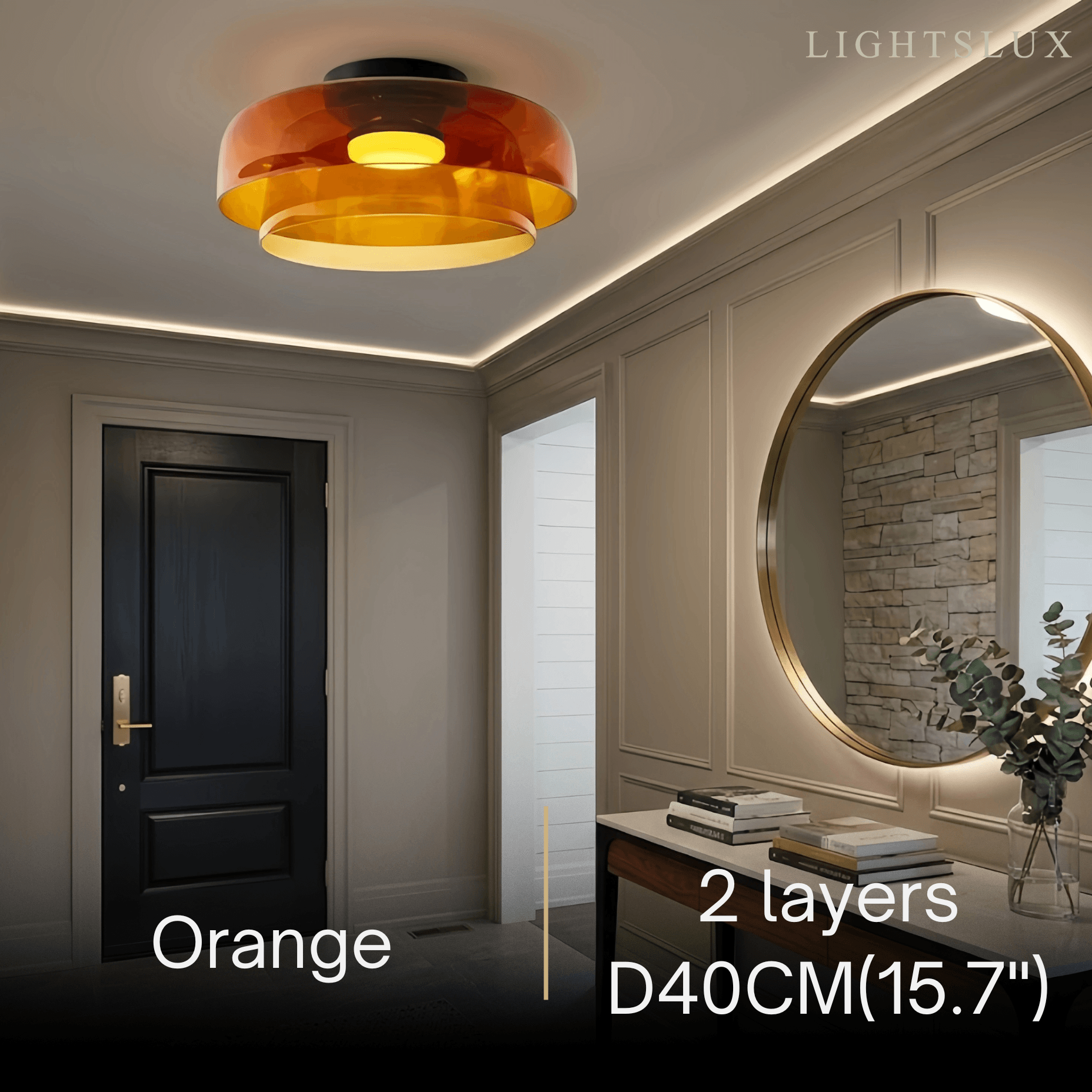 Modern Glass Ceiling Light - Green/Orange Bowl Design for Hallway - Flindria