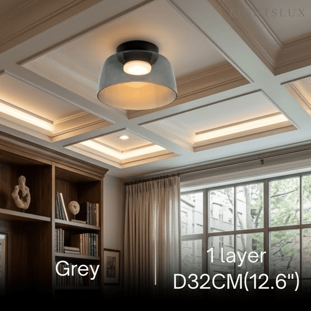 Modern Glass Ceiling Light - Green/Orange Bowl Design for Hallway - Flindria