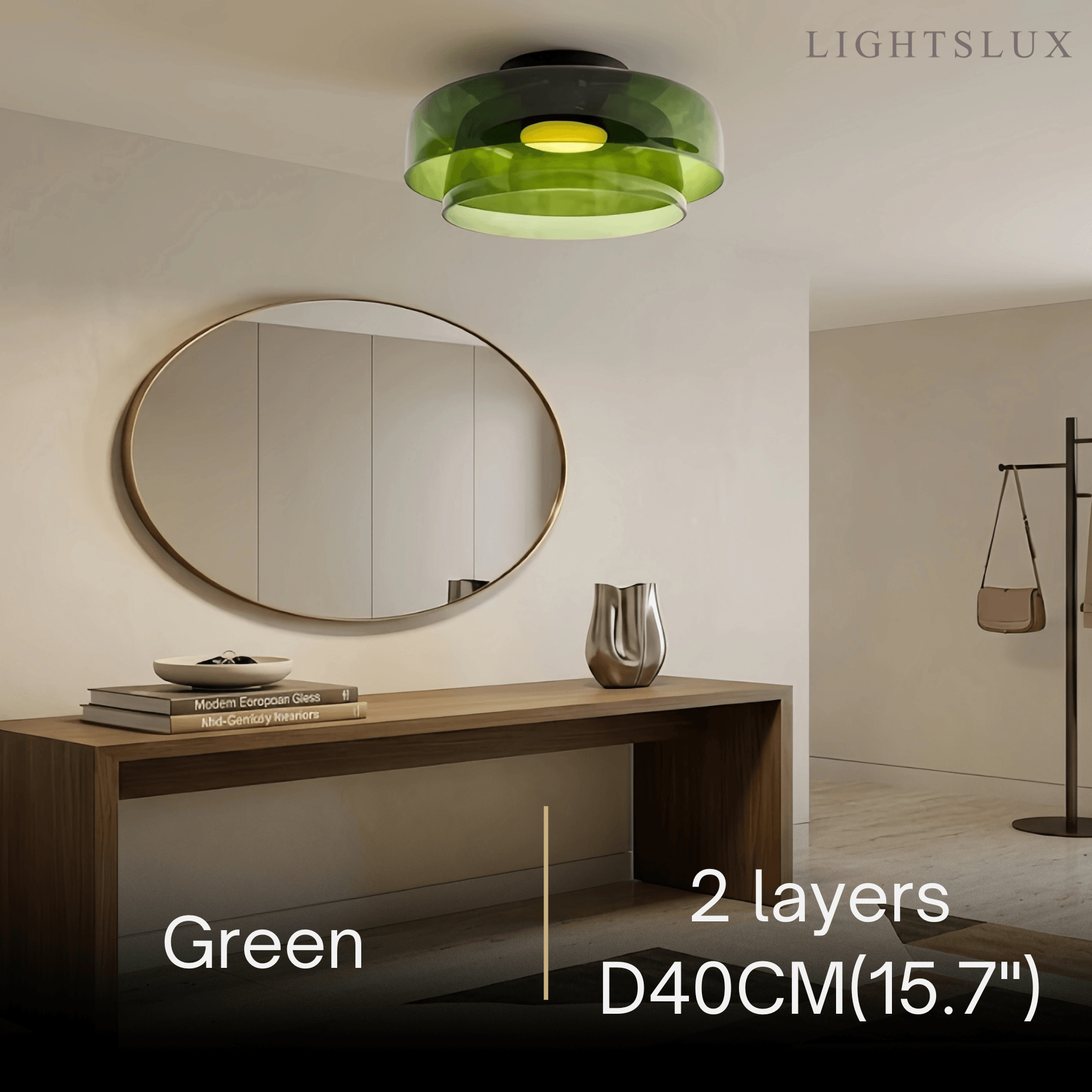 Modern Glass Ceiling Light - Green/Orange Bowl Design for Hallway - Flindria