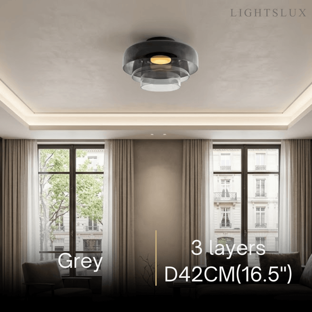 Modern Glass Ceiling Light - Green/Orange Bowl Design for Hallway - Flindria