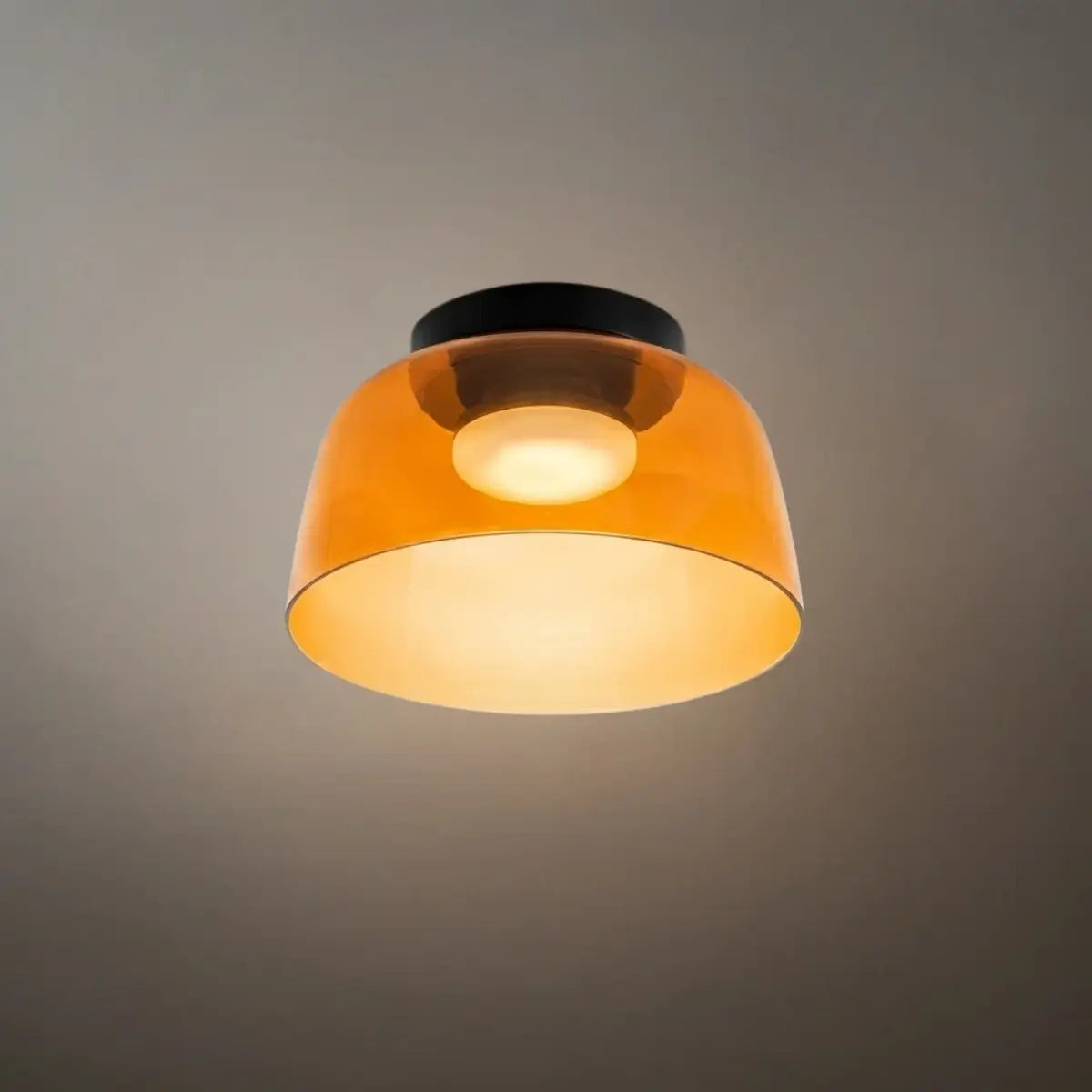 Modern Glass Ceiling Light - Green/Orange Bowl Design for Hallway - Flindria