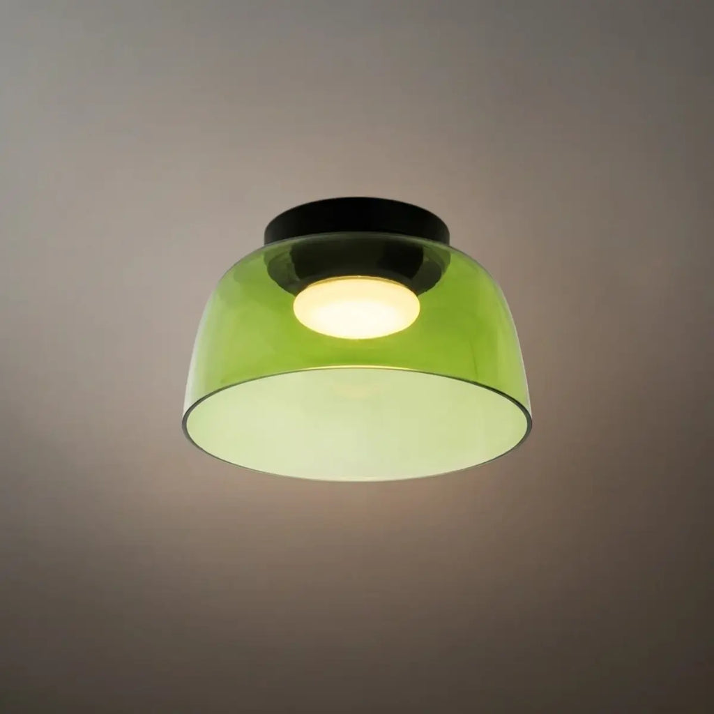 Modern Glass Ceiling Light - Green/Orange Bowl Design for Hallway - Flindria