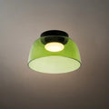 Modern Glass Ceiling Light - Green/Orange Bowl Design for Hallway - Flindria