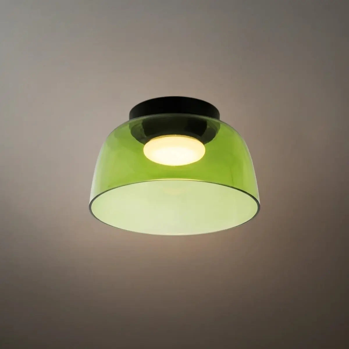 Modern Glass Ceiling Light - Green/Orange Bowl Design for Hallway - Flindria