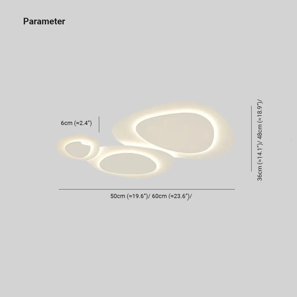 Three-Panel Organic LED Ceiling Light — Dimmable, White Metal Frame, Contoured Design