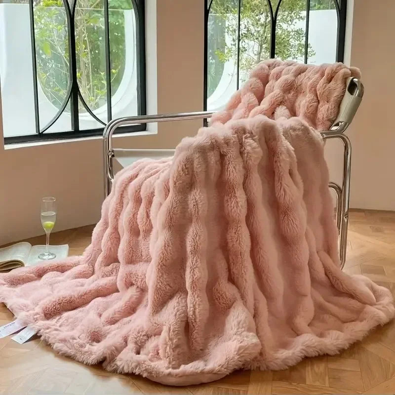 Manta de pelo luxuosa PlushWarmth — capa macia para cama e sofá