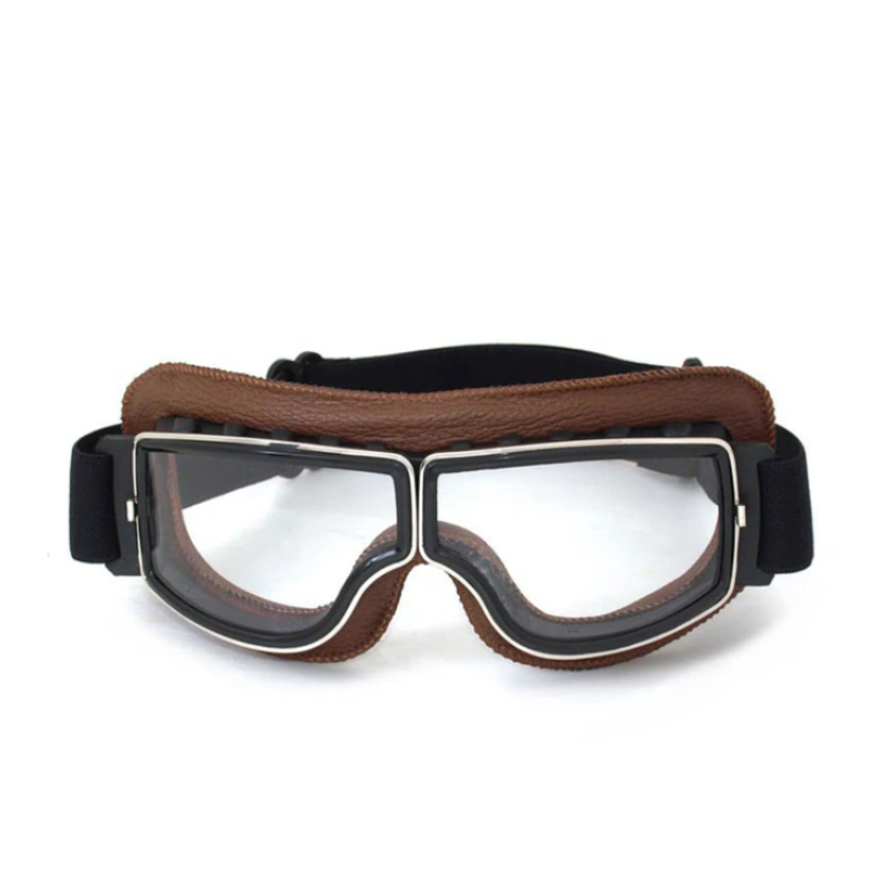 Motocyklowe okulary ze skóry vintage Rideredge — wiatroszczelna konstrukcja