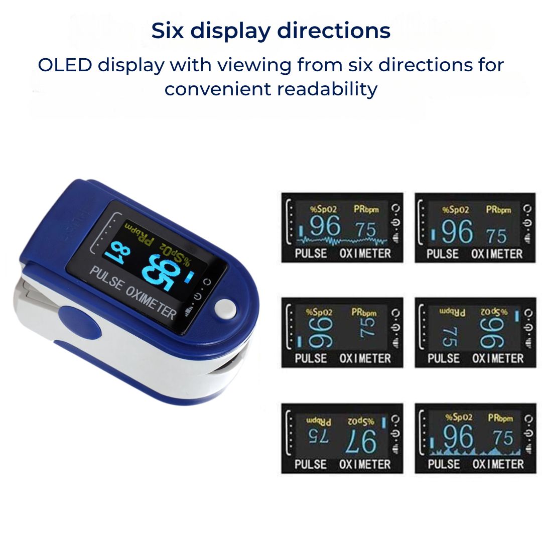 Moniteur compact du bout du doigt OxiSense — écran OLED, suivi portable de la SpO2 et du pouls