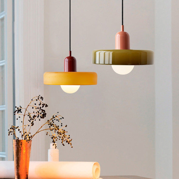 Liora Bauhaus Colored Glass Pendant Light - Adjustable Height Suspension
