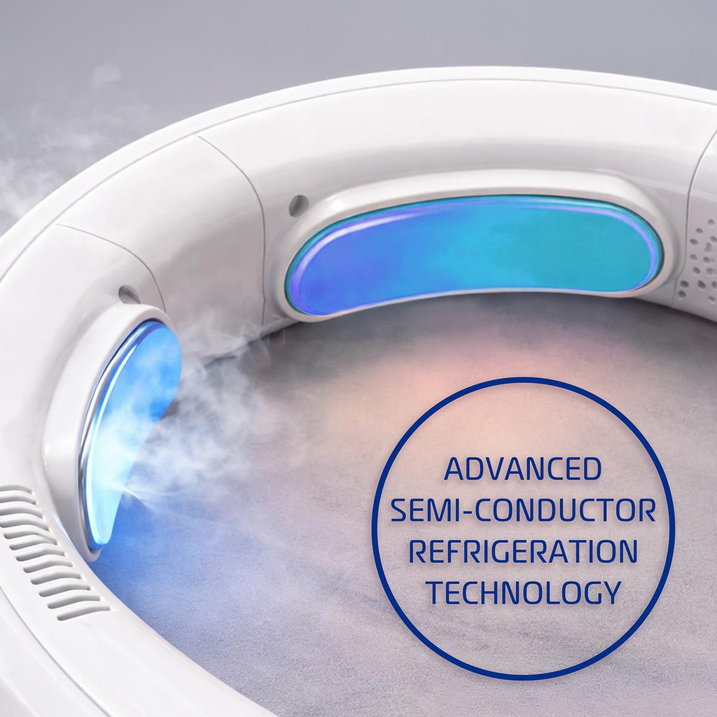 ThermoFlow 3-Zone Wearable Neck Fan – Adjustable Neck Cooler and Heater