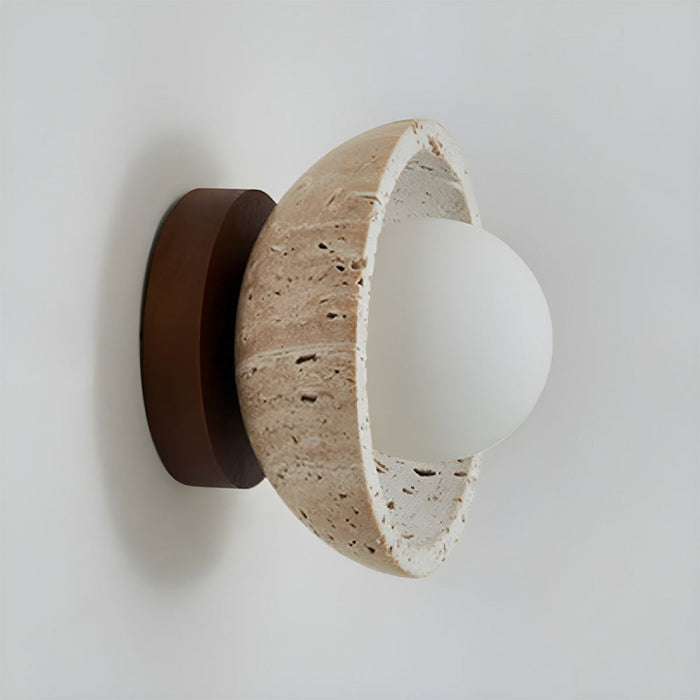 Astrae Boho Natural Stone Wall Sconce With Travertine Bowl And LED