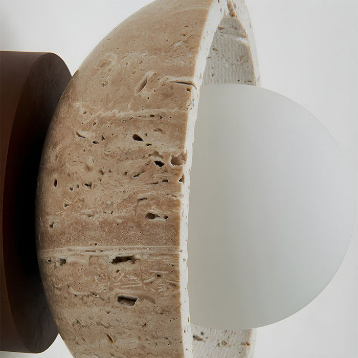Astrae Boho Natural Stone Wall Sconce With Travertine Bowl And LED