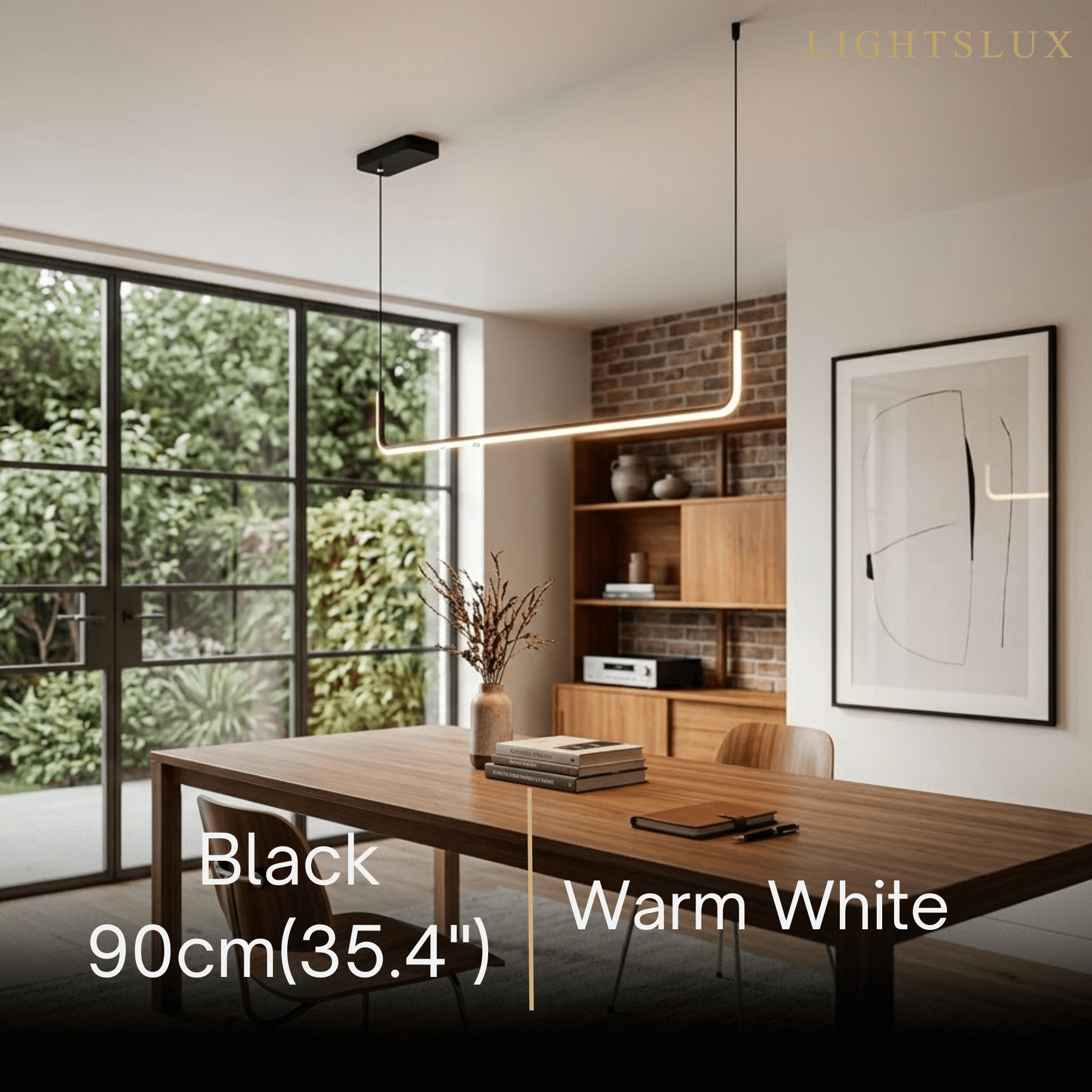 Minimalist Linear Pendant Light – Black/Gold Metal/Acrylic for Dining Room - Flindria
