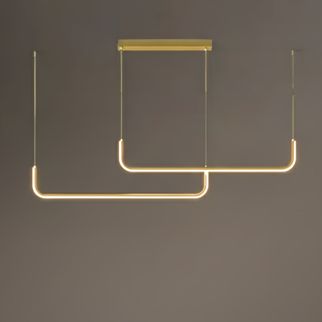 Minimalist Linear Pendant Light – Black/Gold Metal/Acrylic for Dining Room - Flindria
