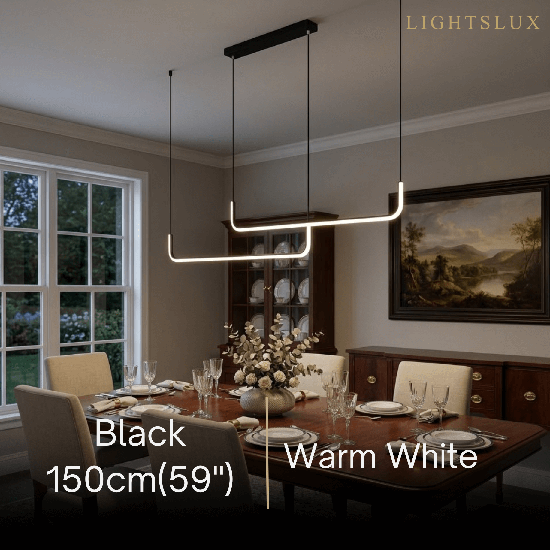 Minimalist Linear Pendant Light – Black/Gold Metal/Acrylic for Dining Room - Flindria