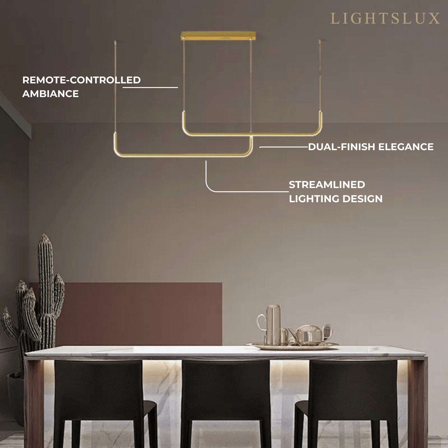 Minimalist Linear Pendant Light – Black/Gold Metal/Acrylic for Dining Room - Flindria