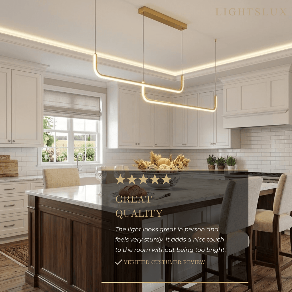 Minimalist Linear Pendant Light – Black/Gold Metal/Acrylic for Dining Room - Flindria