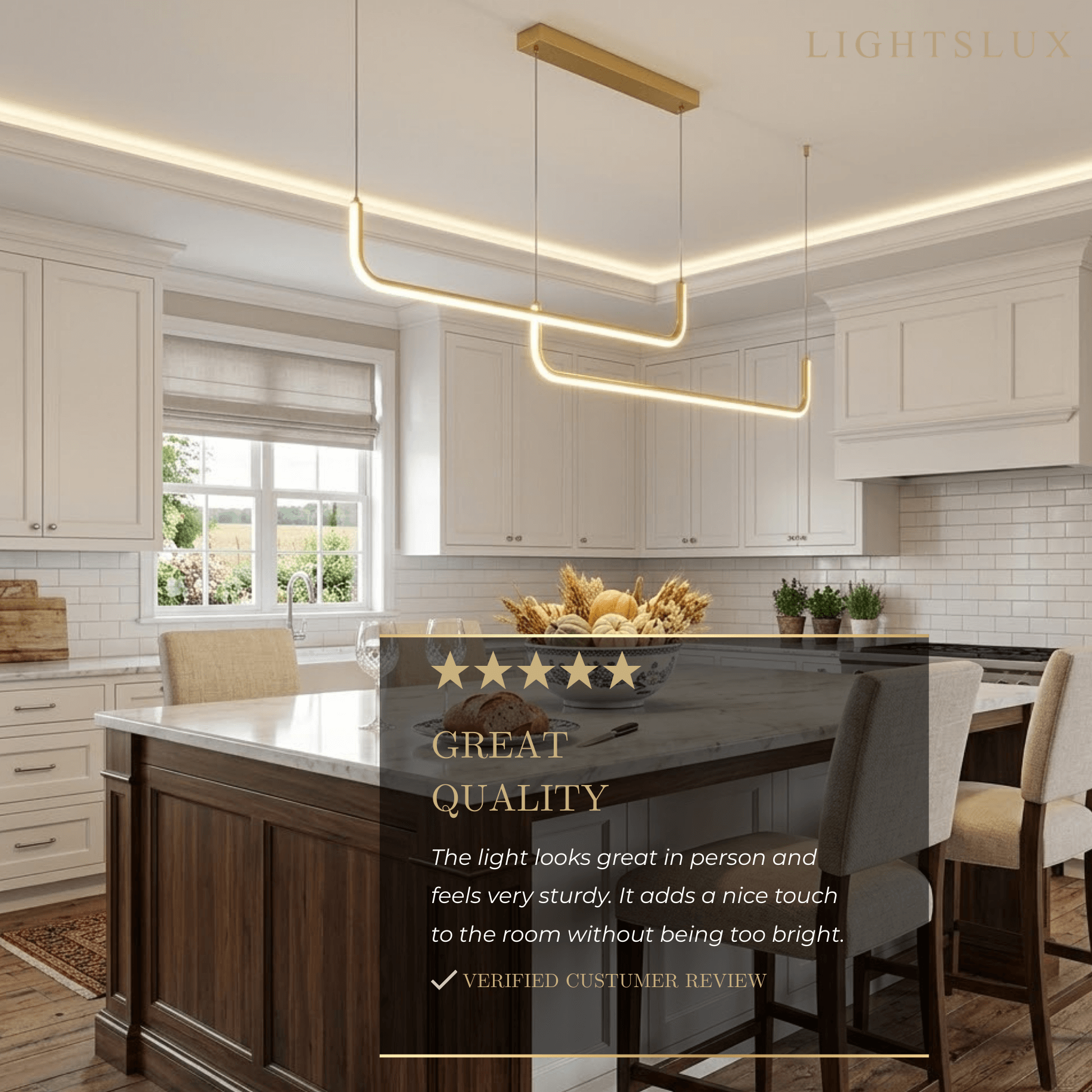 Minimalist Linear Pendant Light – Black/Gold Metal/Acrylic for Dining Room - Flindria