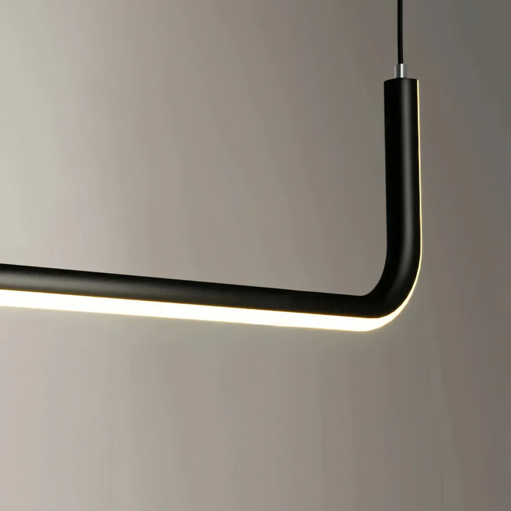 Minimalist Linear Pendant Light – Black/Gold Metal/Acrylic for Dining Room - Flindria