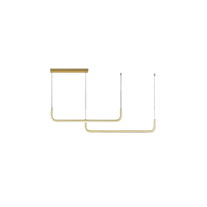 Minimalist Linear Pendant Light – Black/Gold Metal/Acrylic for Dining Room - Flindria